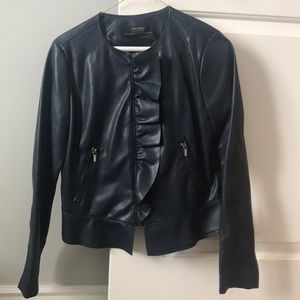Zara faux leather navy jacket
